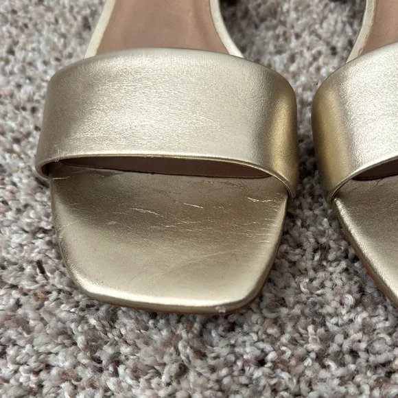 Bernardo Champagne Low Heeled Ankle Strap Sandals